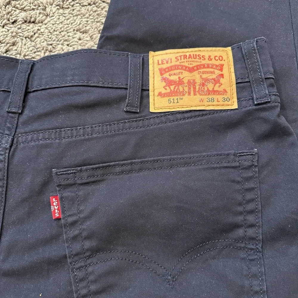 Levi's‎ Men's 511 Slim Fit Tech Performance Pants Navy Blue 38x30 Golf Stretch